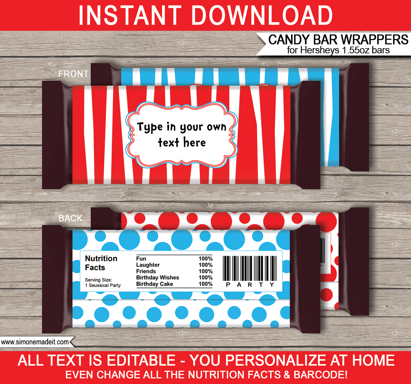 hershey bar personalized wrappers template